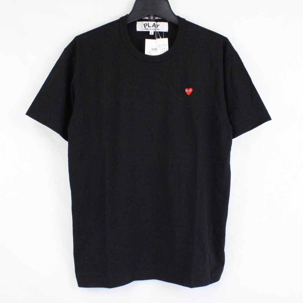 NWT Comme Des Garcons Play Heart Logo Patch T-Shirt in Black Size Large